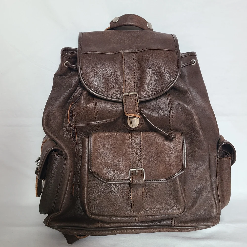 Vintage Brown Leather Backpack 90's